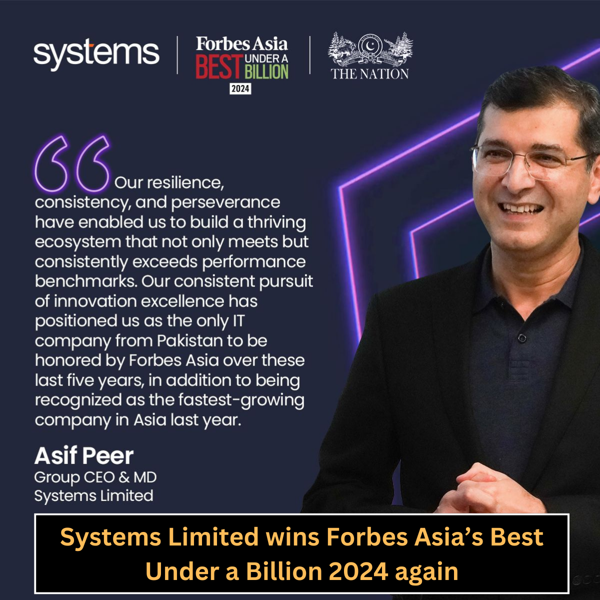 Systems Limited wins Forbes Asia Best Under a Billion 2024 again