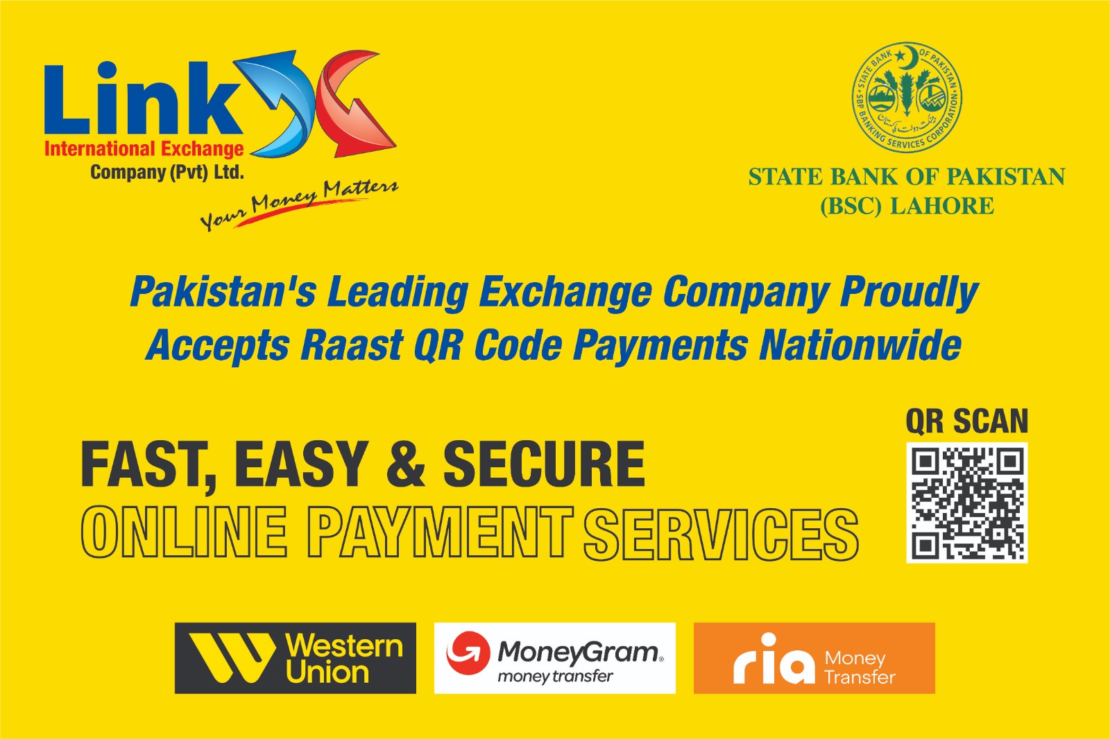 Link International Exchange Joins Hands with SBP to Launch QR-Based Payments under Raast Program at their 75 Branches Nationwide
